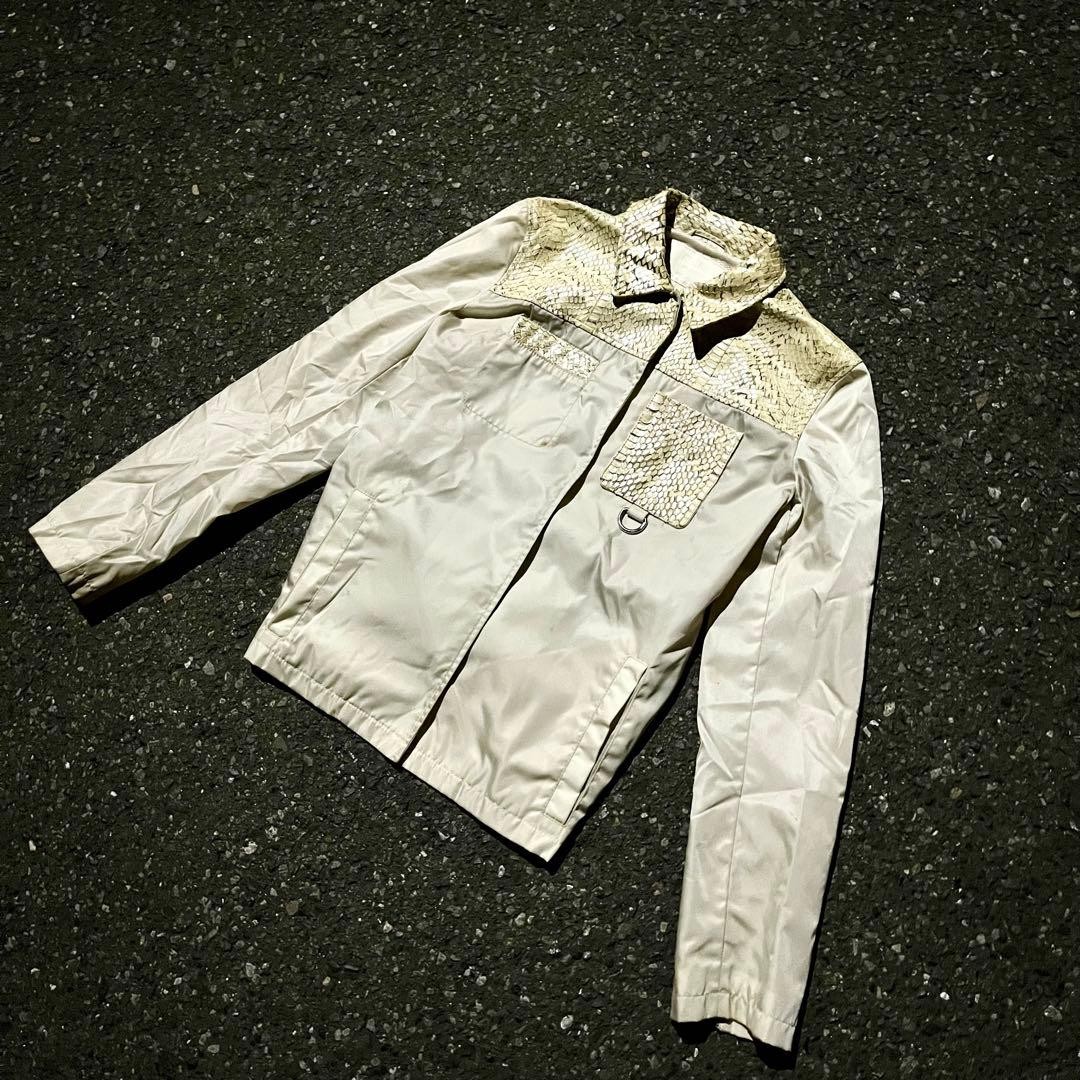 PRADA Nylon Jacket White Python-Detail Belted Out… - image 7