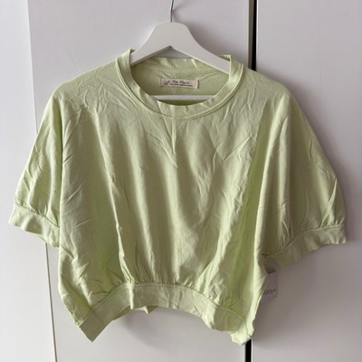Free People Key Lime Tee Size S Small Crop Relaxed Exposed Seam