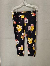 Old Navy Pixie Pants Womens 4 Navy Blue Floral Mid Rise Stretch Skinny Ankle