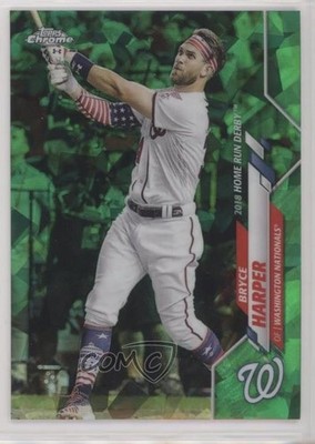 2020 Topps Chrome Update Sapphire Home Run Derby Green 23/45 Bryce Harper 06gy
