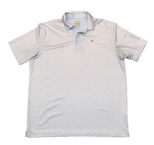 Callaway Opti Dri Mens Large Polo Shirt Light Blue Logo Print Performance Golf