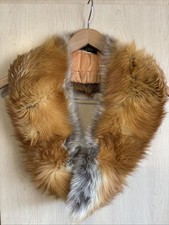 Vintage 1970s Women s Fur Collar Natural Red White Fox Fur GUC
