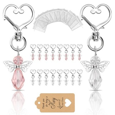 30 Sets Angel Keychains Favor Angel Charms Angel Wing Pendant with Thank You ...