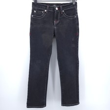 True Religion Boys Jeans Ricky Relaxed Straight Size 8 Black Contrast Stitch