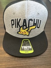 Pok mon Pikachu Youth OSFM Snapback Hat Black/Gray with Tags