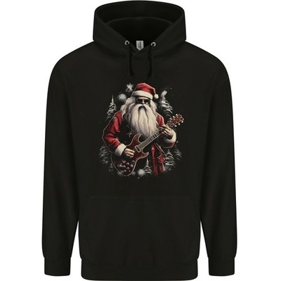 Christmas E-Gitarre Santa Rock n Roll Herren Hoodie 80% Baumwolle Schwarz