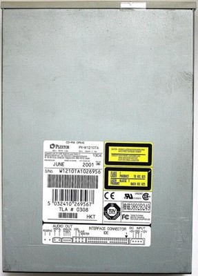 Cd-rw drive, plexwriter 12/10/32a, ide,tla#0308,hkt, june 2001