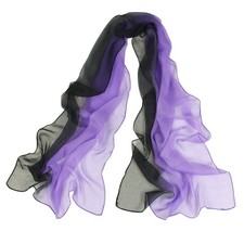 Long Chiffon Sheer Scarf Gradient - Black Purple Shaded Colors Lightweight Sc...