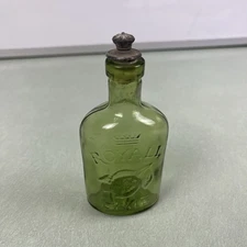 Vintage Royall Lyme Green Glass Perfume Bottle with Crown 