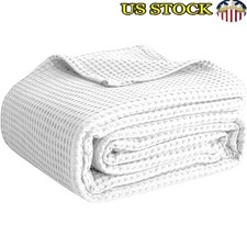 Cotton Waffle Weave Blanket Lightweight Breathable Summer Cozy Throw Sofa New
