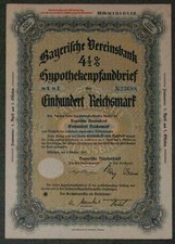 Bayerische Vereinsbank Hypothekenpfandbrief Ser.  9 4,5 % 1939  100 RM