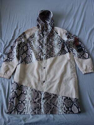 roberto cavalli sport windbreaker python print long parka jacket