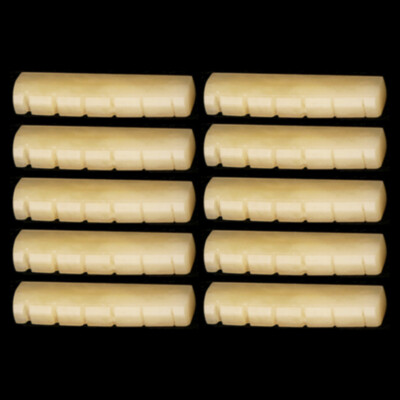 10pcs Unbleached Slotted Bone Nut Saddle Bridge 43x6x9mm Guitar Luthier DIY USAA