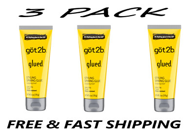 Lot of 3 Got2b Glued Styling Spiking Hair Glue 6oz Water Resistant Got 2 B Glued