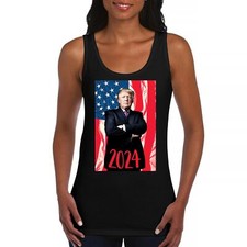 Donald Trump 2024 American Flag Pose Women's Tank Top President 45 47 MAGA