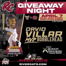 David Villar 2022 PCL MVP Bobblehead SGA SF Giants NEW Sacramento River Cats