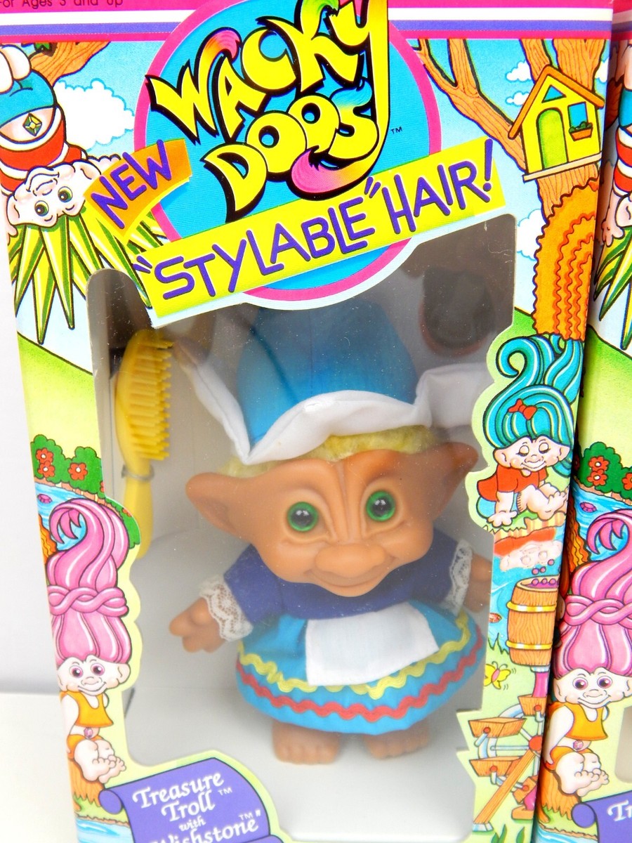 Pair Wacky Doos Treasure Trolls Stylable Hair w/ Wishstone