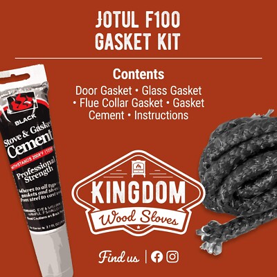 Jotul Wood Stove  F100 Door and Glass Gasket Kit W/Cement *FREE Shipping!*