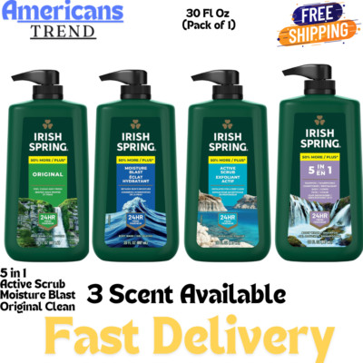 Irish Spring Men's Body Wash, Feel Fresh All Day, 30 Oz Pump Bottle, 3 Scent ...