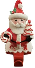VTG Santa Stocking Hanger Peppermint Metal Christmas Clay Dough Holiday7.5"Hx4"W