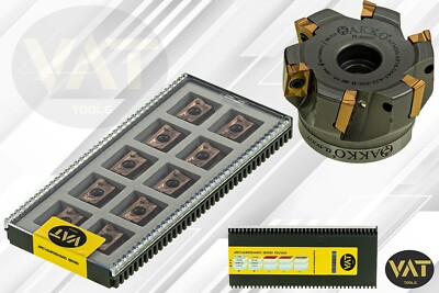10x APKT1604PDER -HM90 ER9080 + AKKO 90° Cutter Head D=63mm with IK