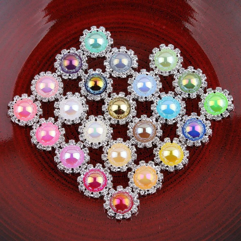 20pcs Metal Rhinestone Buttons Bling Alloy Crystal Flatback Buttons for Wedding - Image 3 of 4