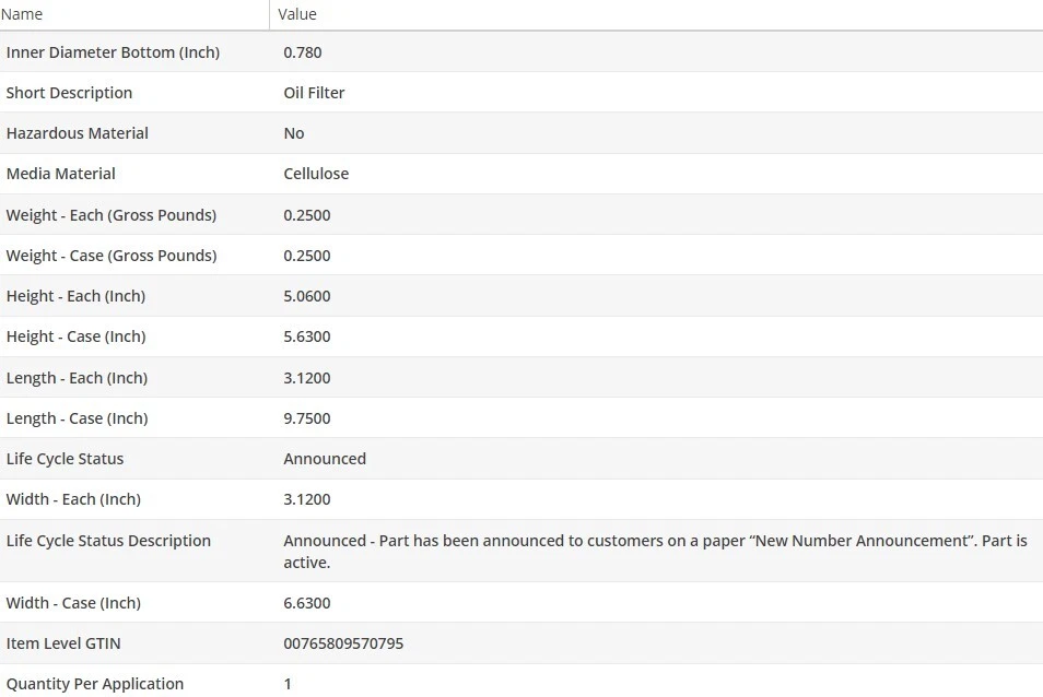 Filtro de aceite de motor OEM WIX para Cadillac CTS 2003-2004 V6-3,2 L Foto 4 de 4