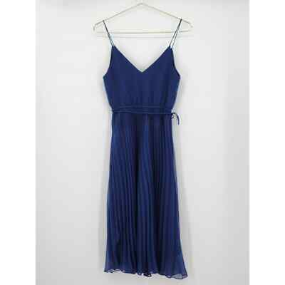 Asos Design Blue Pleated Sleeveless Midi Dress Size 2 | eBay