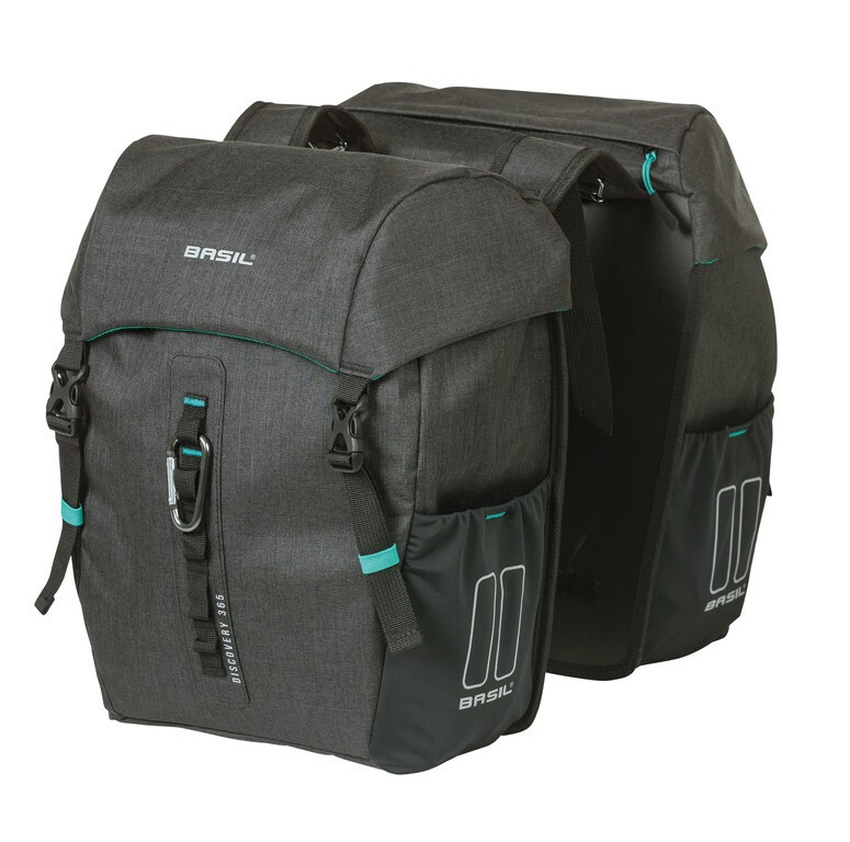 Borsa doppia Basil Discovery 365D M nero melee, 18 litri.