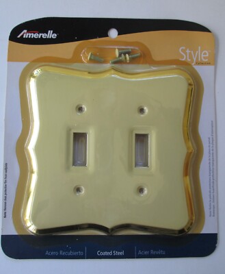 AMERELLE Double Toggle Switch Wallplate  'STYLE' Coll. #20TTW Ivory/White+Gold