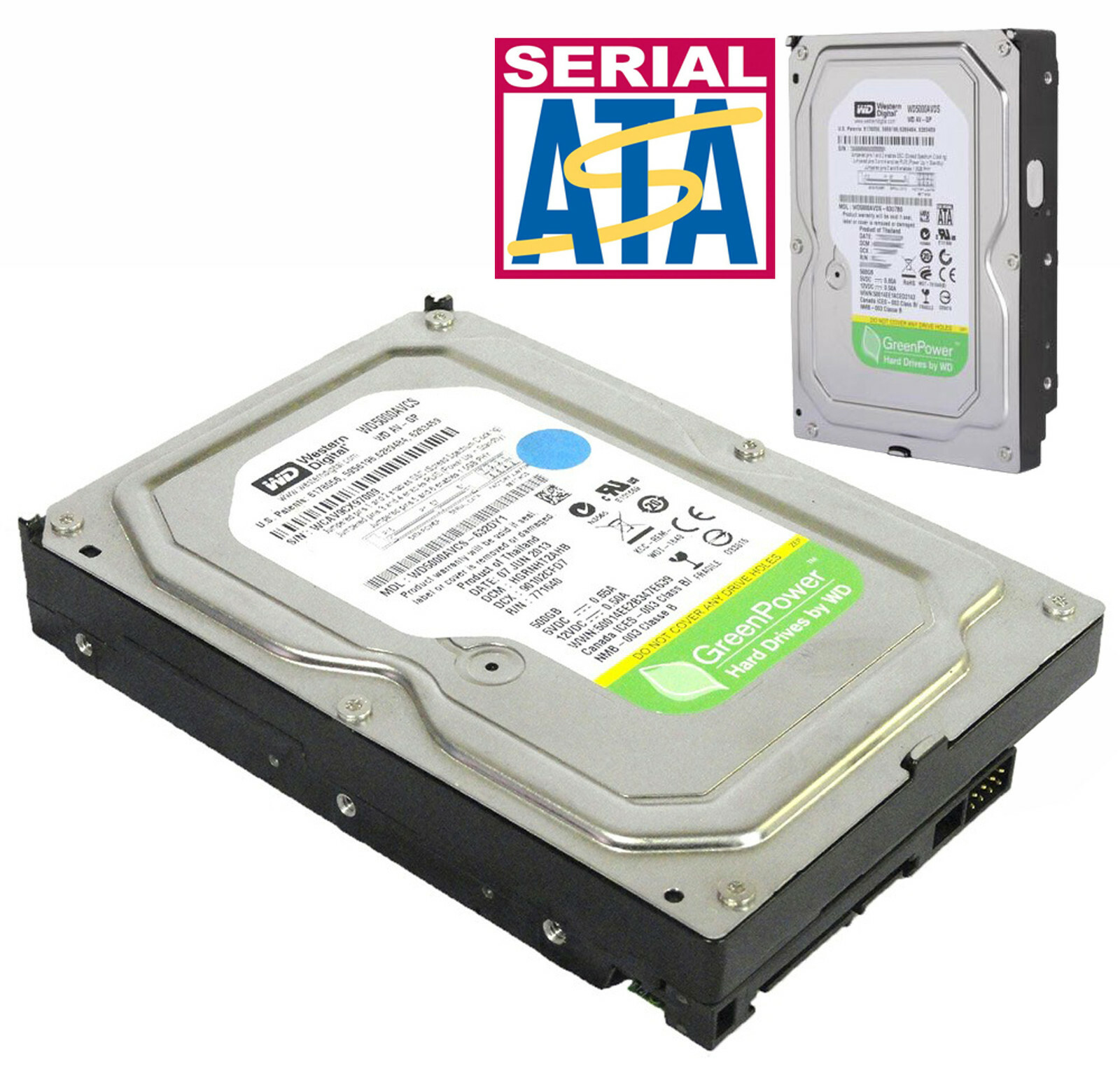500 GB 3.5"" 6.35Cm S-ATA Hard Drive Western Digital WD WD5000AVDS 7.2K #WD-01