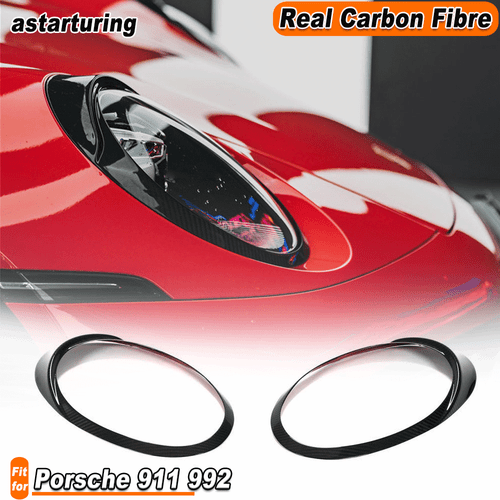 For Porsche 911 992 2019-22 REAL Carbon Fiber Headlight Eyebrows Eyelids Covers  - Picture 1 of 13