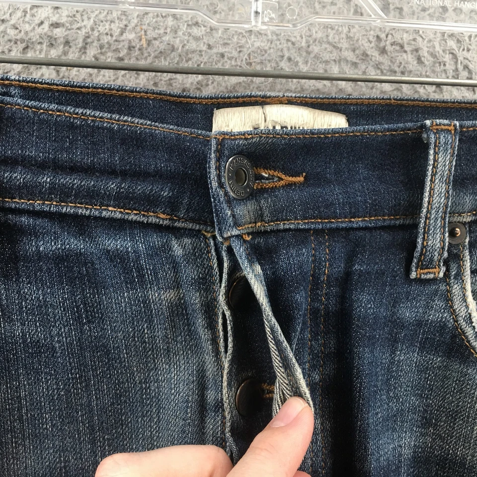 Baldwin Straight Leg Jeans Mens 33 (Actual 36X26) Blue Mid Rise Slim Fit Buttons - Image 4 of 4