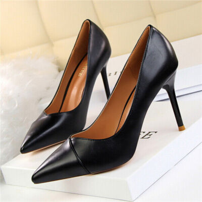 Ladies Pointed Toe Work Office Court Shoes Women High Heels