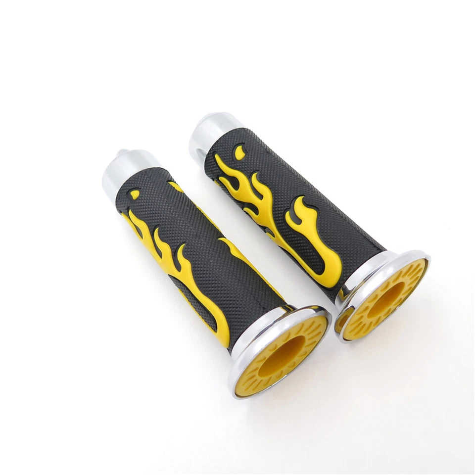 Empuñaduras de llama amarilla de 7/8" para scooter Suzuki Burgman Skywave Ducati 749 898 Foto 3 de 4