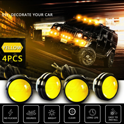 4x LED Amber Grille Light Universal Kit For  Truck SUV SVT Raptor Style 12V