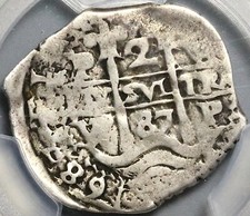 1687 PCGS VF 30 Bolivia Cob 2 Reales Potosi Full Date Coin POP 1/0 (23033001C)