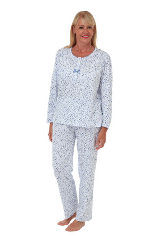 Ladies 100% Cotton Long Sleeve Plus Size Pyjamas - Picture 1 of 8
