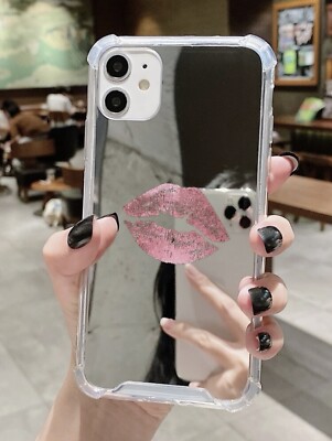 iPhone 15 Pro Max Cute Case With Kiss Cartoon Design - Mirror Case - Protection