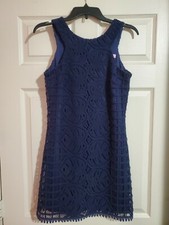 Lilly Pulitzer MANGO KNIT LACE SHIFT DRESS True Navy Sz xs