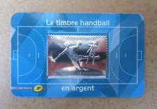 Ancien timbre en argent massif 999 millième France Le handball très bon état.