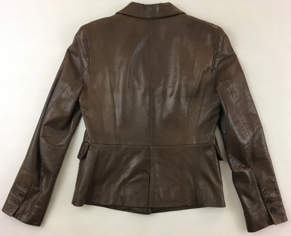 Louis Feraud Contraire leather jacket brown soft blazer vintage womens Small S - Image 2 of 4