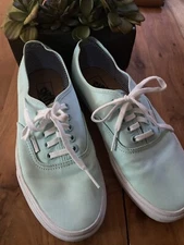 Van's Authentic Unisex Mint Green Lace Up Skateboard Sneakers Mens 8 Women's 9.5