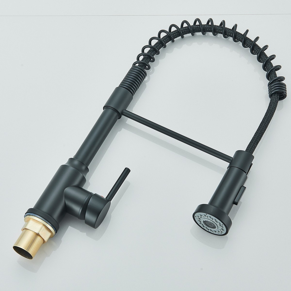 MISCELATORE RUBINETTO LAVELLO CUCINA OTTONE NERO OPACO CANNA CON MOLLA - Foto 9