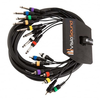 3m Multicorekabel/Loom, 8 x 6,3mm Mono Klinke auf 8 x Cinch Stecker / Patchkabel