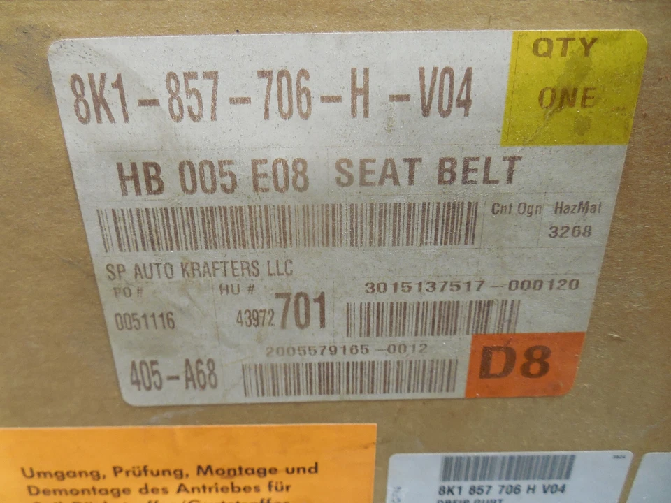  Retractor de cinturón de seguridad delantero derecho AUDI A4 S4 nuevo OEM Foto 3 de 3