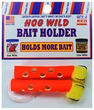 Package of 2 Red Magic Bait Hog Wild Sponge Tube Bait Holder Size #4 Teble Hooks