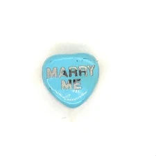 Vintage Sterling Sign 925 WTJ Sweethearts Blue Enamel Marry Me Heart Slide Charm