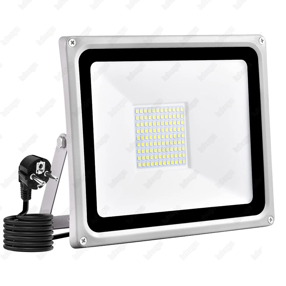 LED Fluter Stecker Außen Strahler Arbeitsleuchte Baustrahler Scheinwerfer Garten - Bild 2 von 4