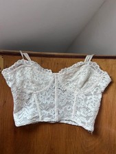 Damen Cropped Spitzentop weiß, Corsagen-Stil